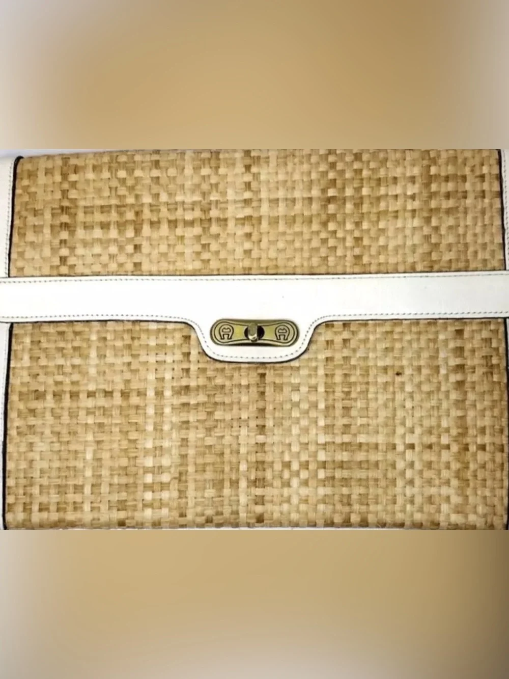 Handmade Vintage Etienne Aigner Straw & Leather Clutch E spaceUC